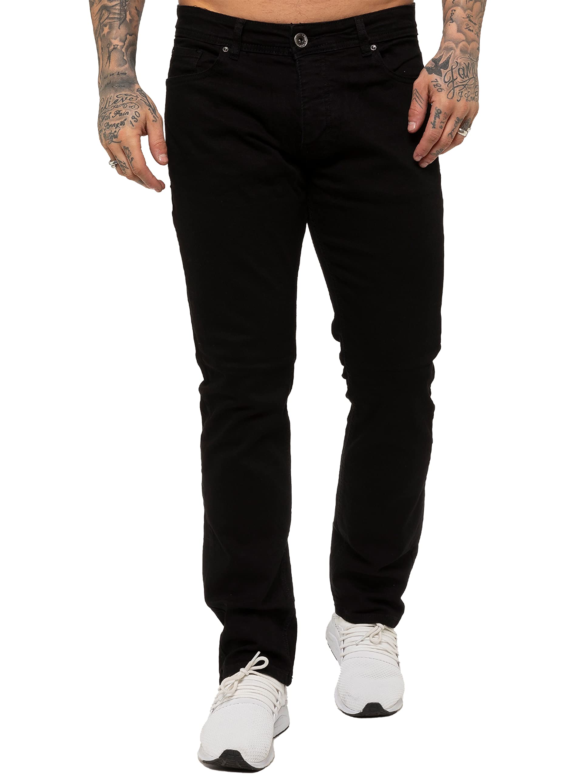 989Zé ENZO Mens Stretch Straight Leg Regular Fit Classic Denim Jeans All Waist Sizes