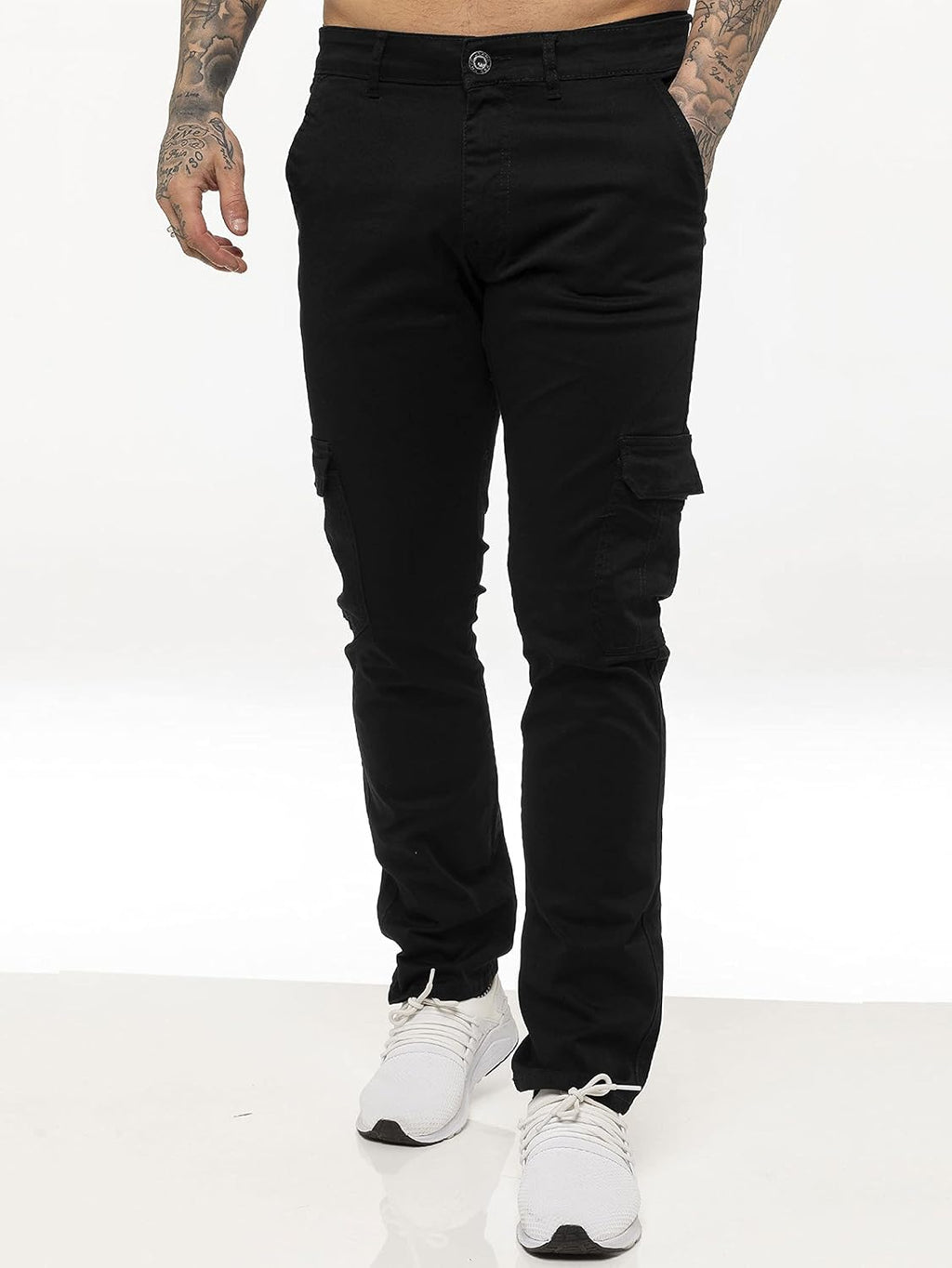 Enzo Jeans Mens Cargo Combat Trousers Chinos Slim Fit Cotton Stretch Work Pants