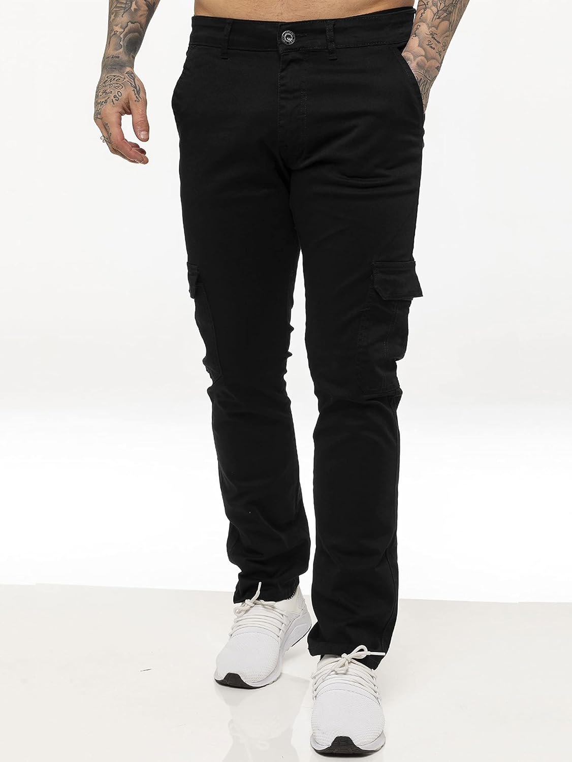 Enzo Jeans Mens Cargo Combat Trousers Chinos Slim Fit Cotton Stretch Work Pants