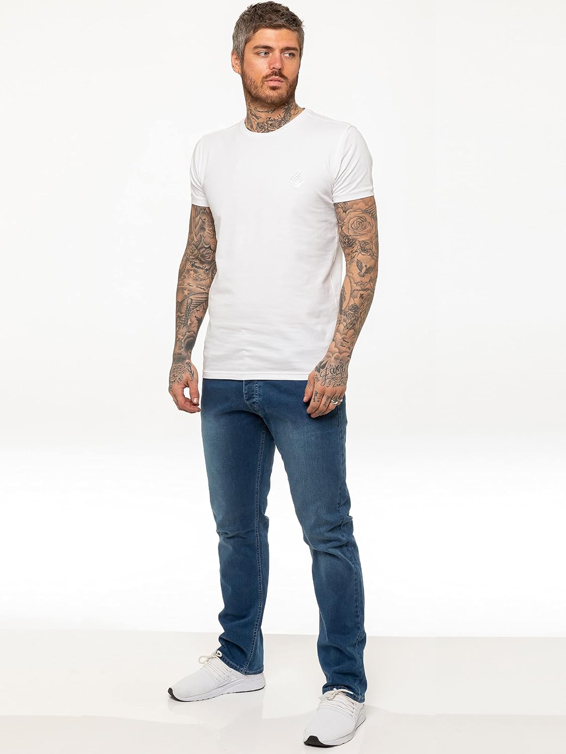 989Zé ENZO Mens Stretch Straight Leg Regular Fit Classic Denim Jeans All Waist Sizes