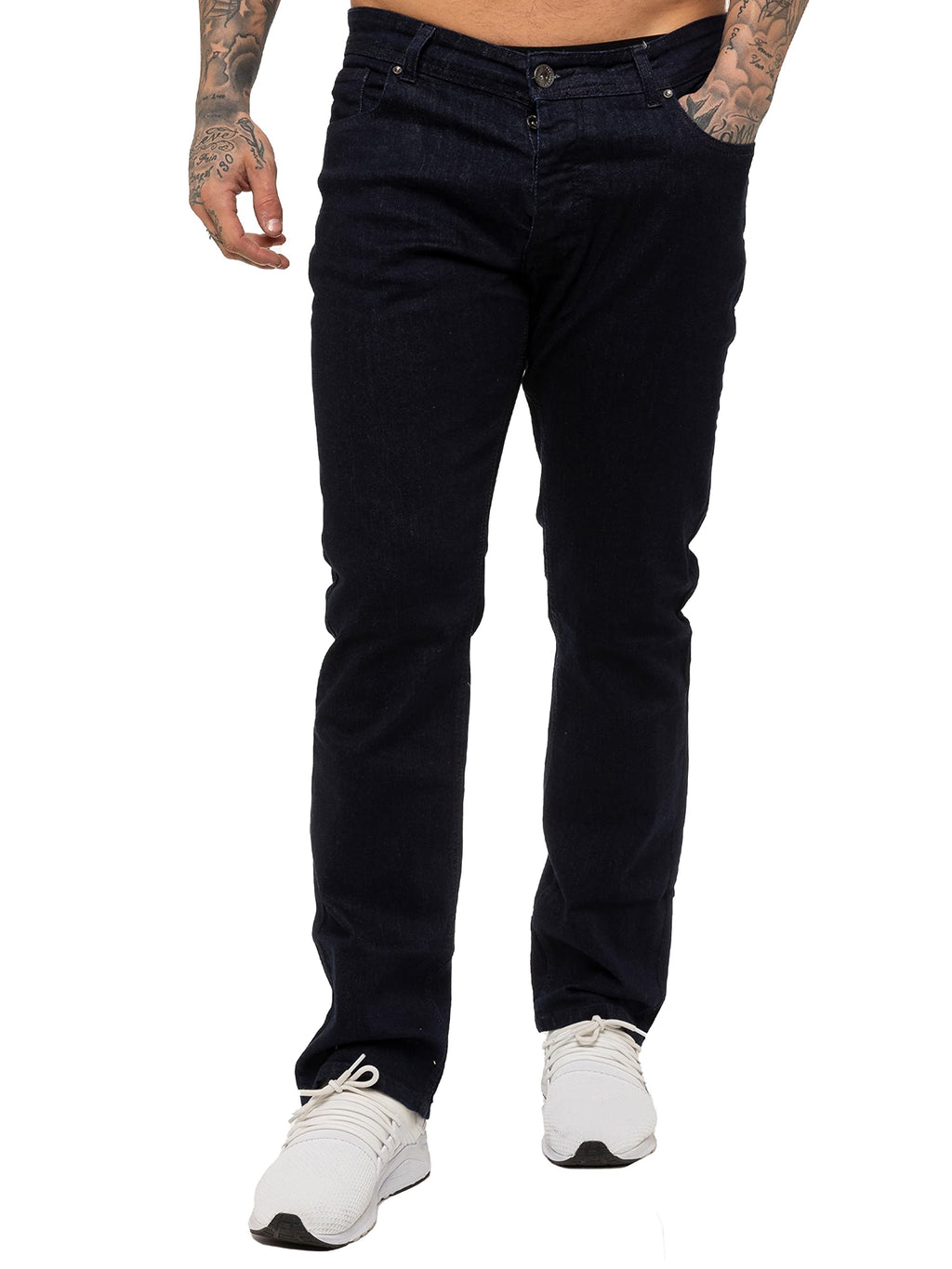 989Zé ENZO Mens Stretch Straight Leg Regular Fit Classic Denim Jeans All Waist Sizes