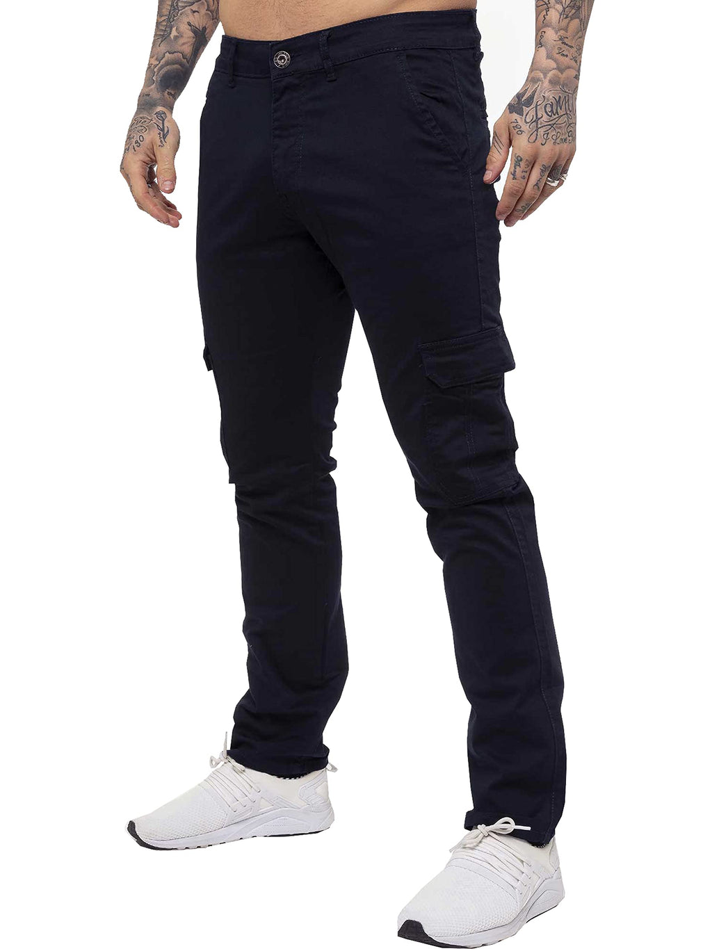 Enzo Jeans Mens Cargo Combat Trousers Chinos Slim Fit Cotton Stretch Work Pants