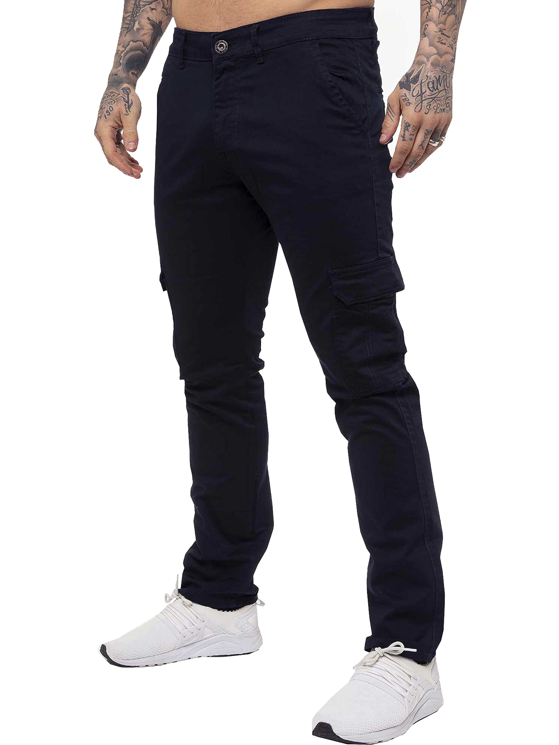 Enzo Jeans Mens Cargo Combat Trousers Chinos Slim Fit Cotton Stretch Work Pants