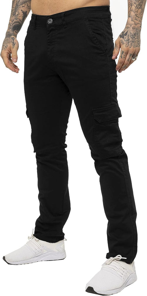 Enzo Jeans Mens Cargo Combat Trousers Chinos Slim Fit Cotton Stretch Work Pants