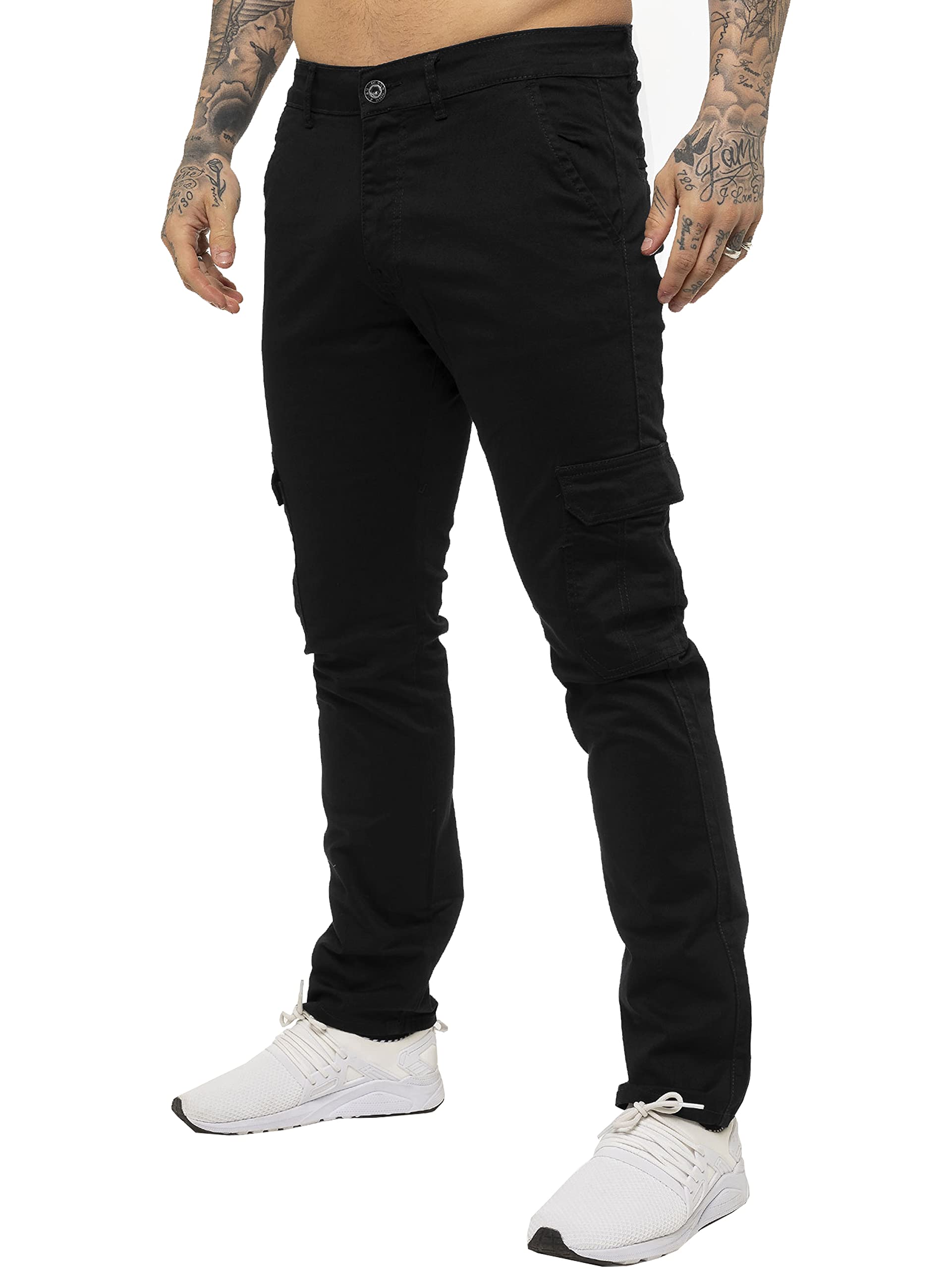 Enzo Jeans Mens Cargo Combat Trousers Chinos Slim Fit Cotton Stretch Work Pants