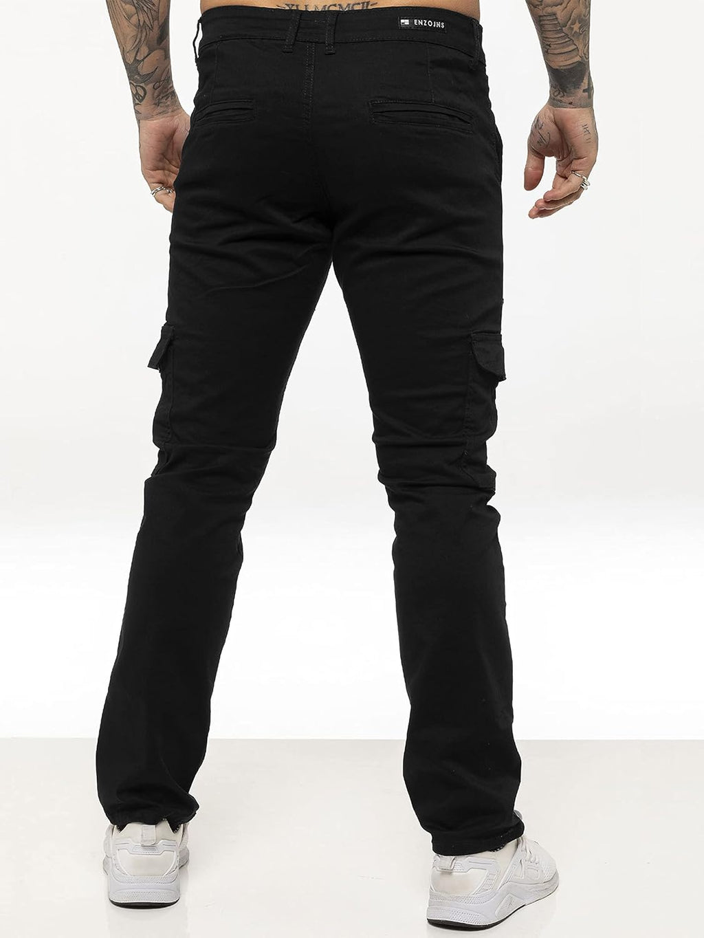 Enzo Jeans Mens Cargo Combat Trousers Chinos Slim Fit Cotton Stretch Work Pants