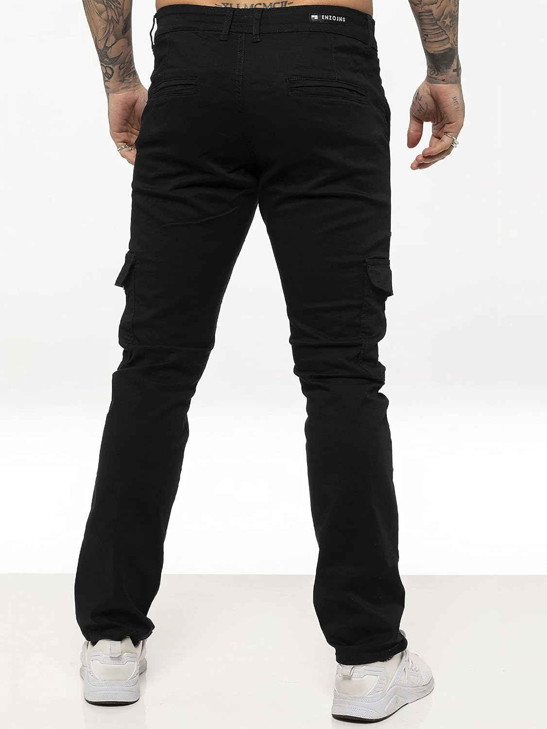 Enzo Jeans Mens Cargo Combat Trousers Chinos Slim Fit Cotton Stretch Work Pants