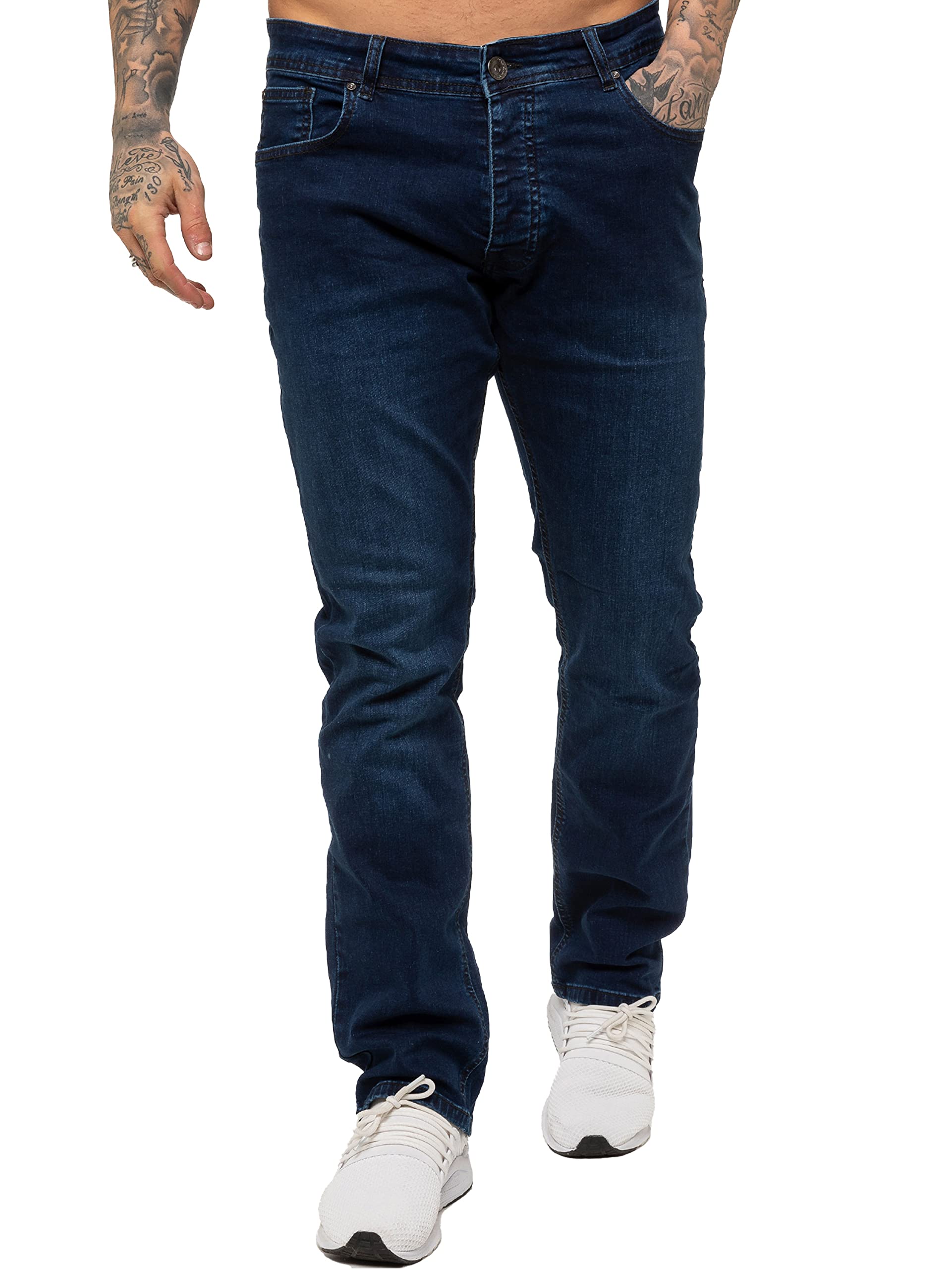 989Zé ENZO Mens Stretch Straight Leg Regular Fit Classic Denim Jeans All Waist Sizes