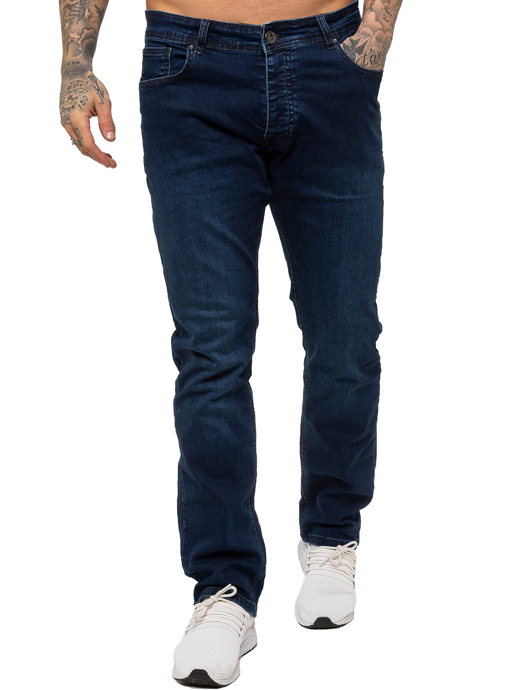 989Zé ENZO Mens Stretch Straight Leg Regular Fit Classic Denim Jeans All Waist Sizes