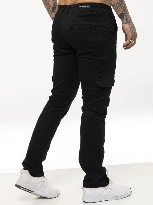 Enzo Jeans Mens Cargo Combat Trousers Chinos Slim Fit Cotton Stretch Work Pants