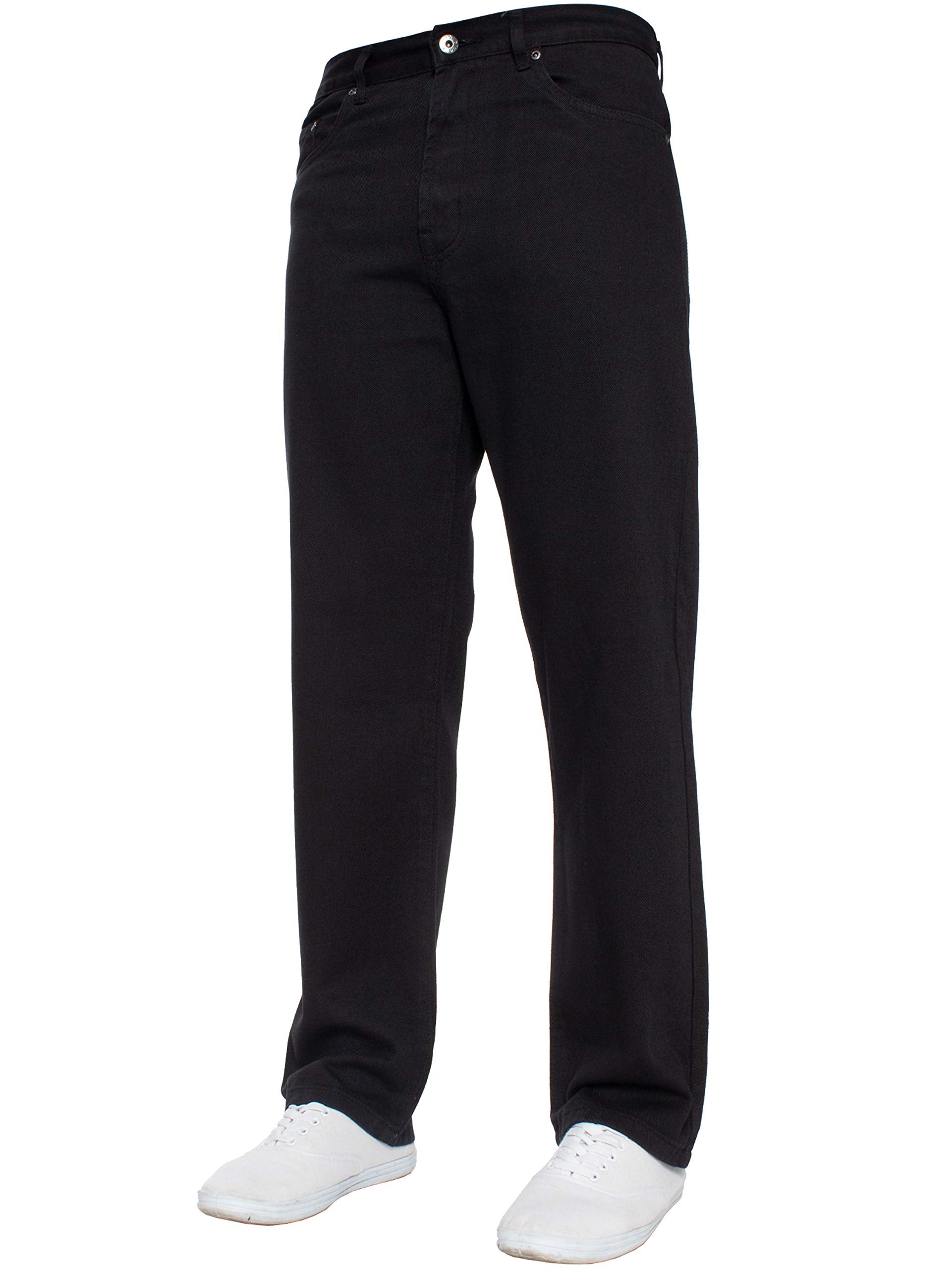 Mens Straight Leg Jeans Basic Heavy Work Denim Trousers Pants Big Tall King Sizes