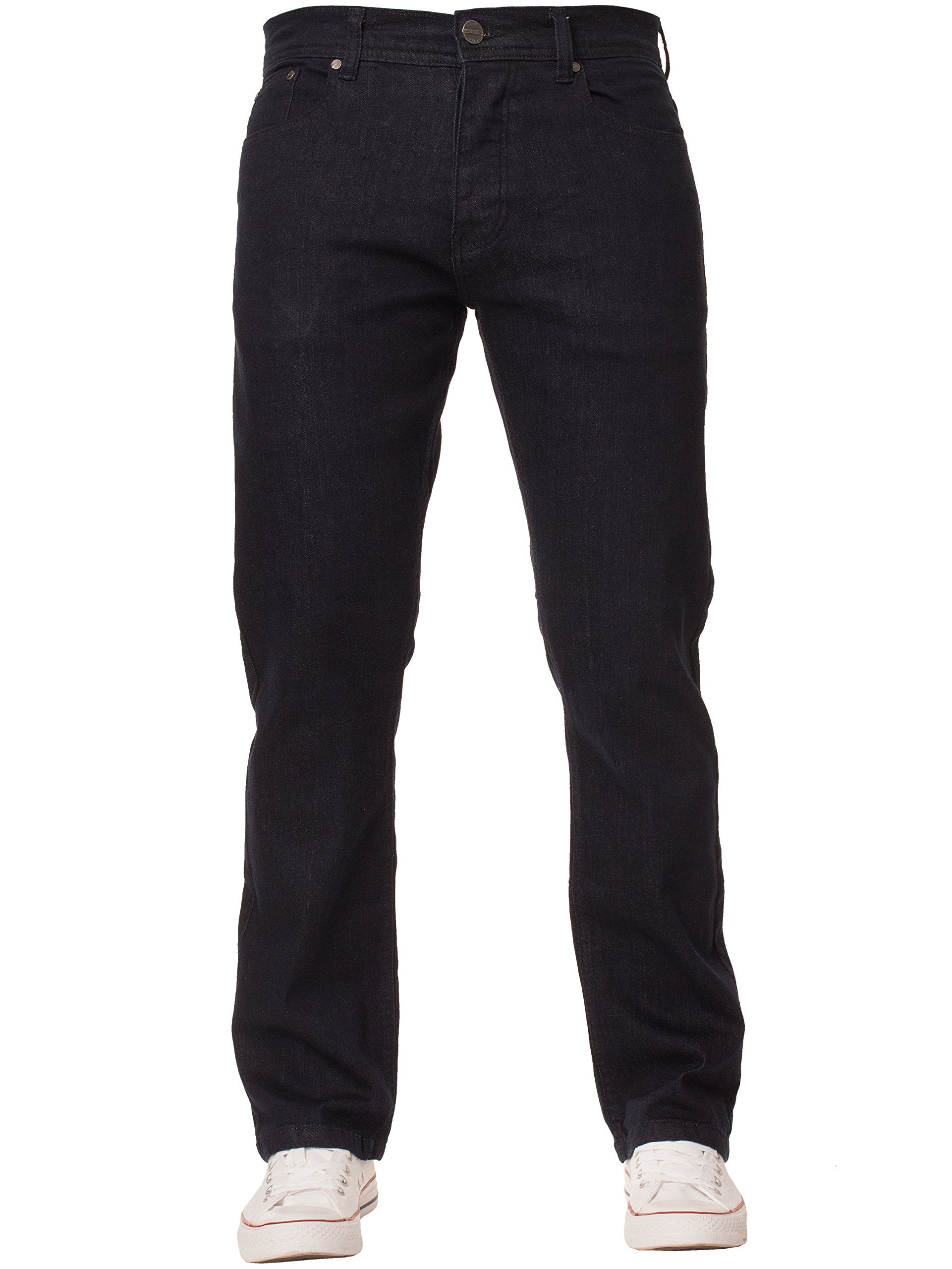 New Mens ENZO Stretch Straight Leg Regular Fit Classic Basic Denim Jeans