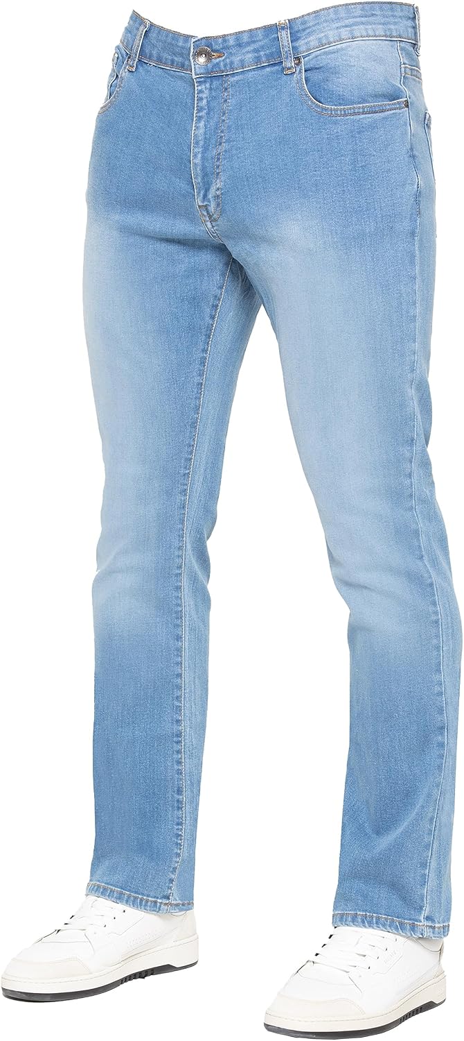 989Zé ENZO New Mens Stretch Straight Leg Jeans Casual Regular Fit Classic Basic Denim Pants
