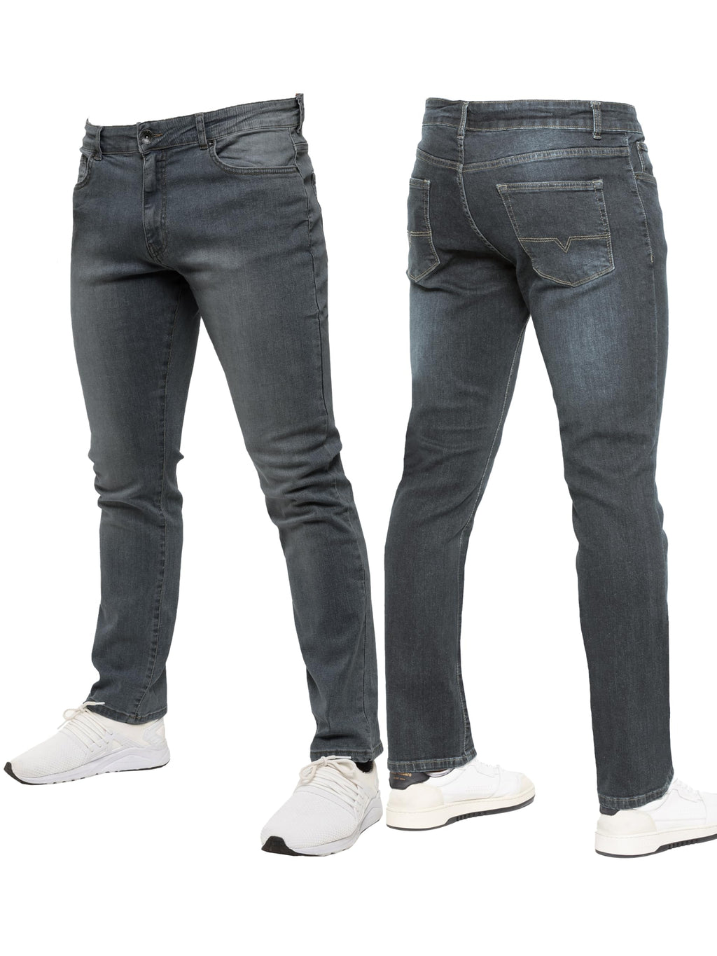 989Zé ENZO New Mens Stretch Straight Leg Jeans Casual Regular Fit Classic Basic Denim Pants