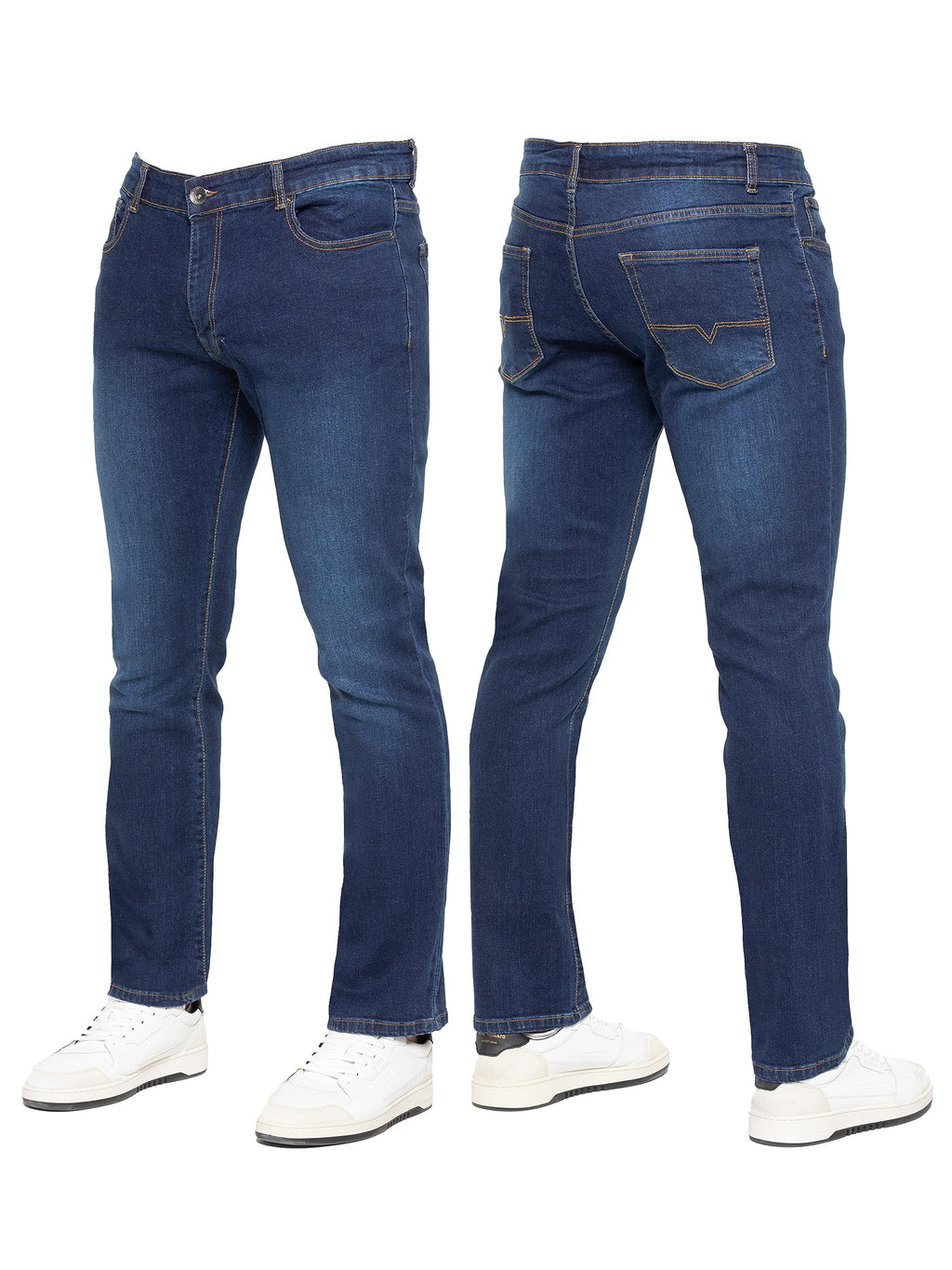 989Zé ENZO New Mens Stretch Straight Leg Jeans Casual Regular Fit Classic Basic Denim Pants