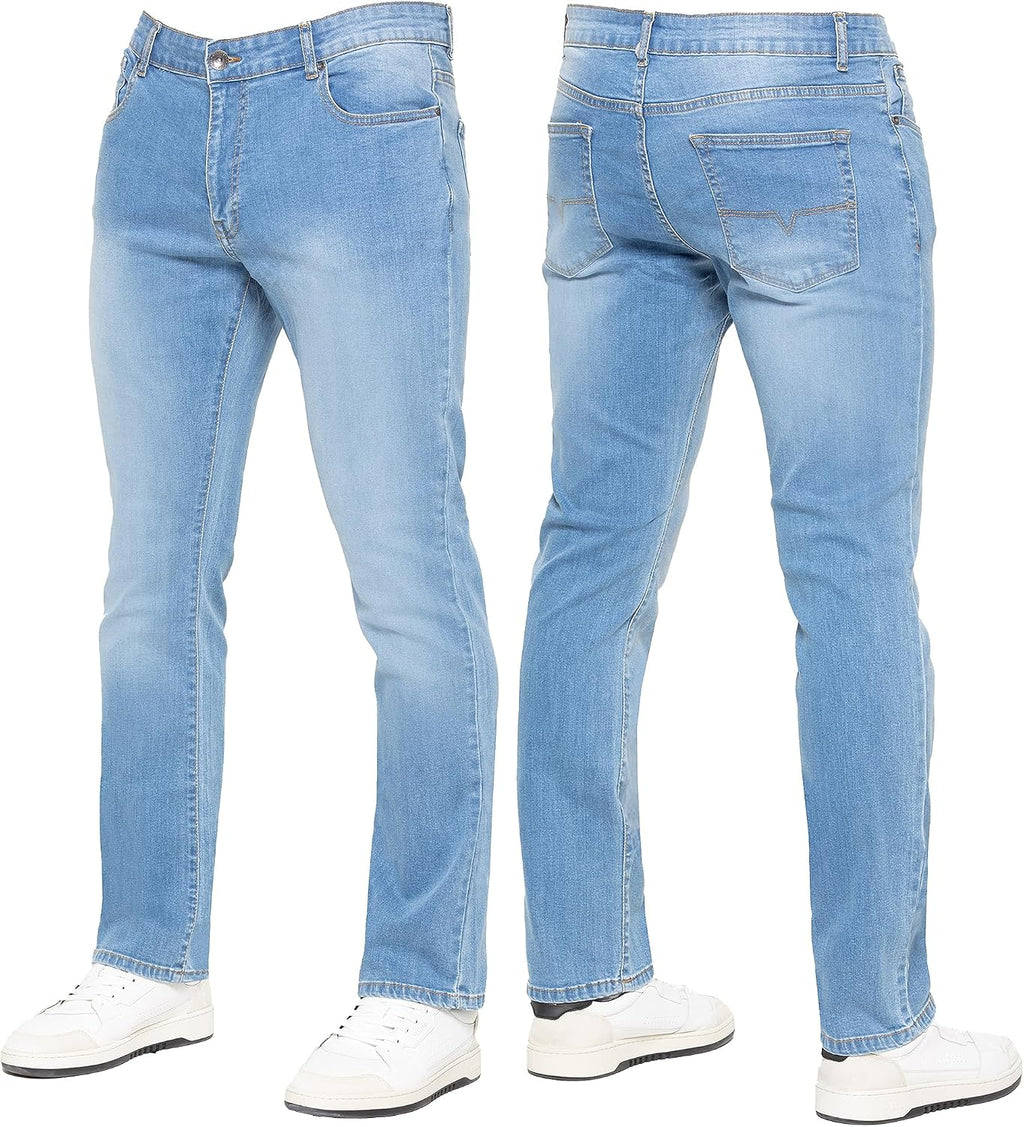 989Zé ENZO New Mens Stretch Straight Leg Jeans Casual Regular Fit Classic Basic Denim Pants
