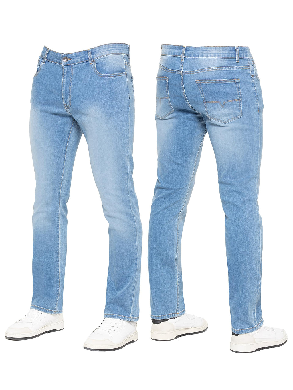 989Zé ENZO New Mens Stretch Straight Leg Jeans Casual Regular Fit Classic Basic Denim Pants