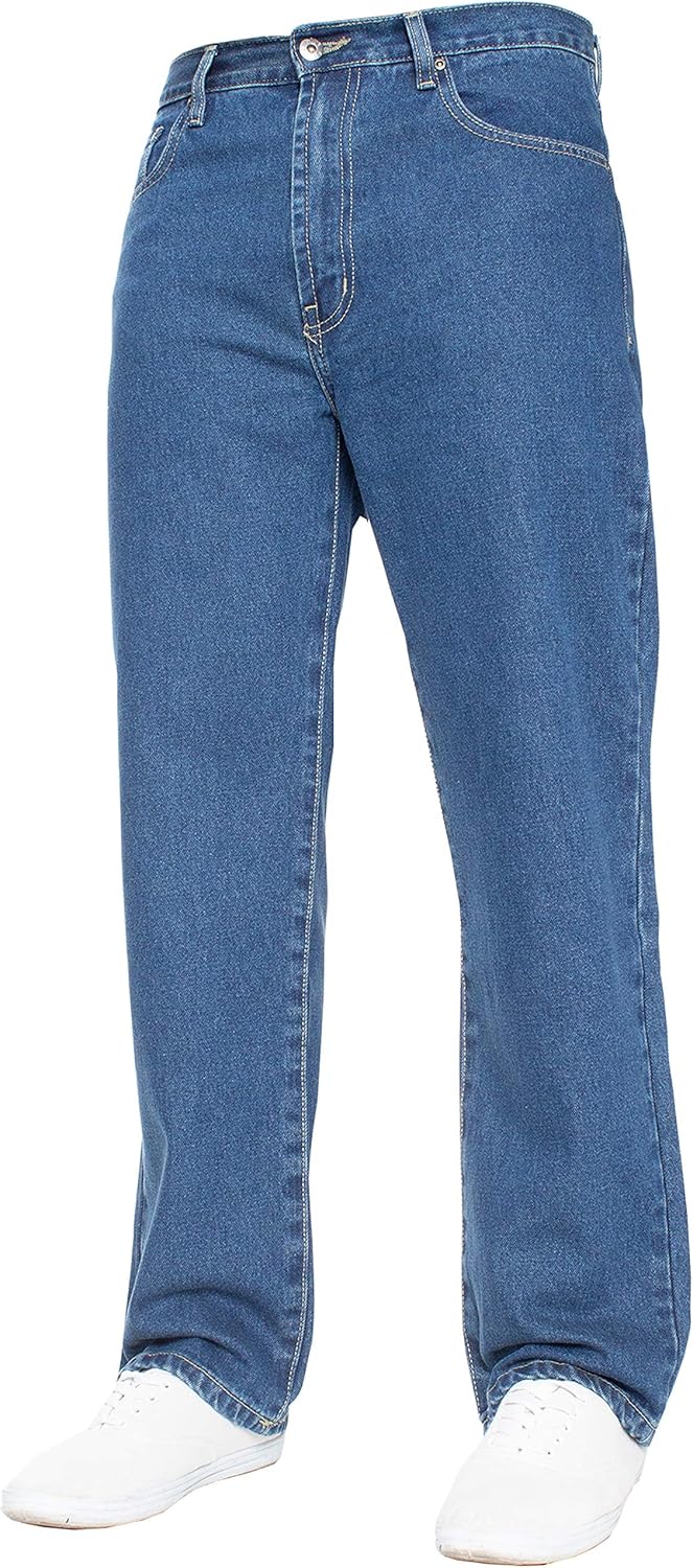 Mens Straight Leg Jeans Basic Heavy Work Denim Trousers Pants Big Tall King Sizes