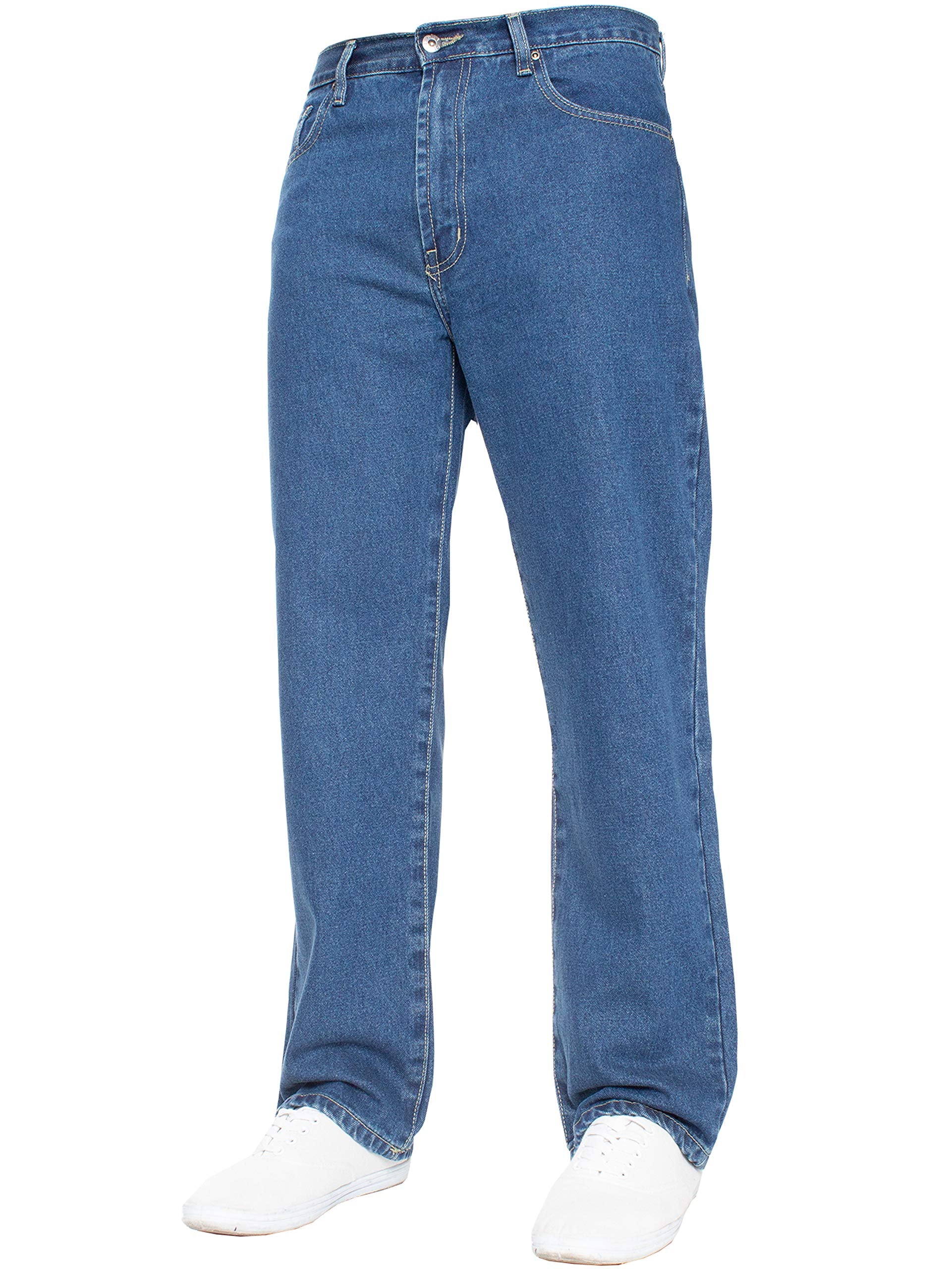 Mens Straight Leg Jeans Basic Heavy Work Denim Trousers Pants Big Tall King Sizes