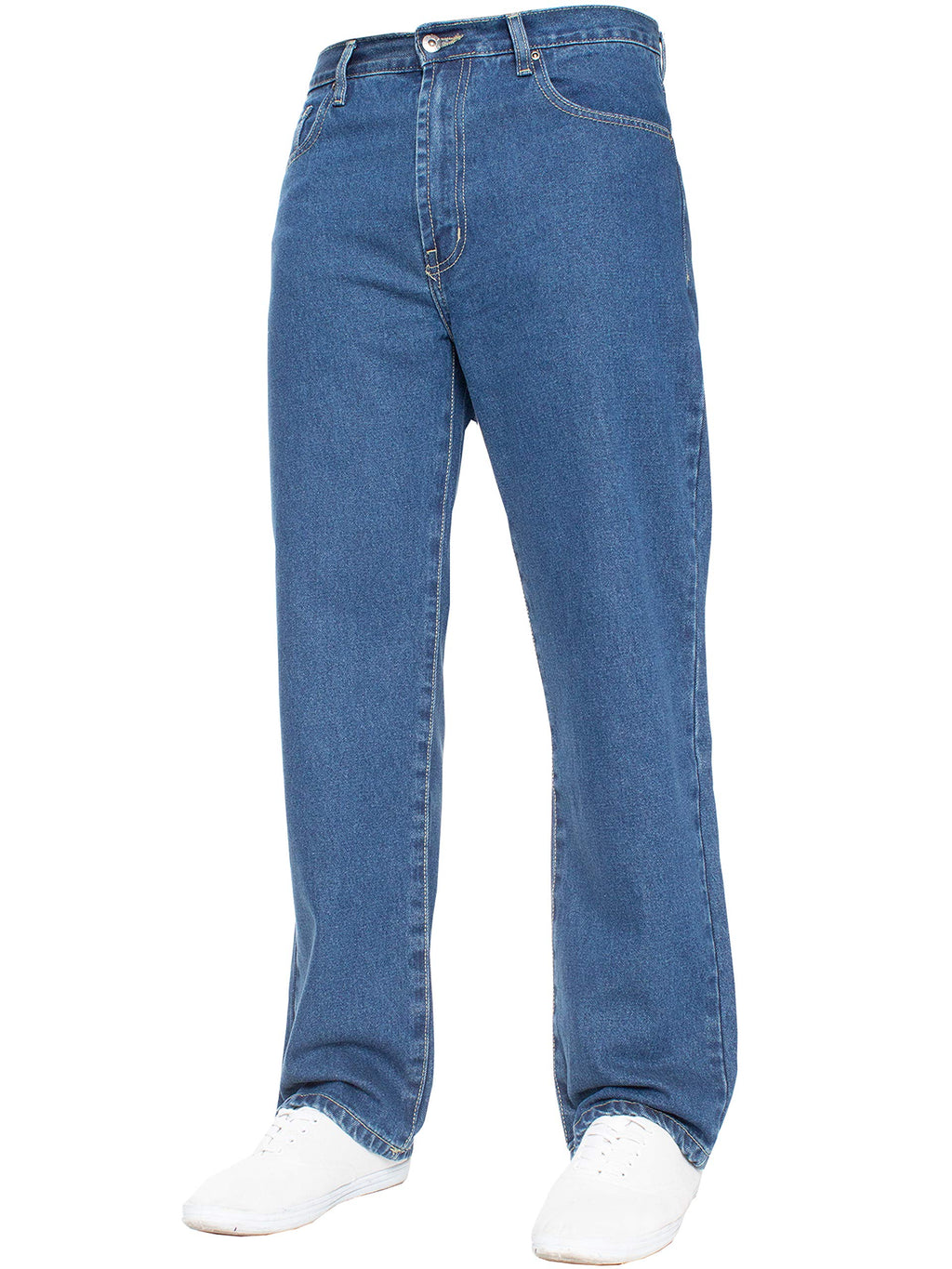 Mens Straight Leg Jeans Basic Heavy Work Denim Trousers Pants Big Tall King Sizes