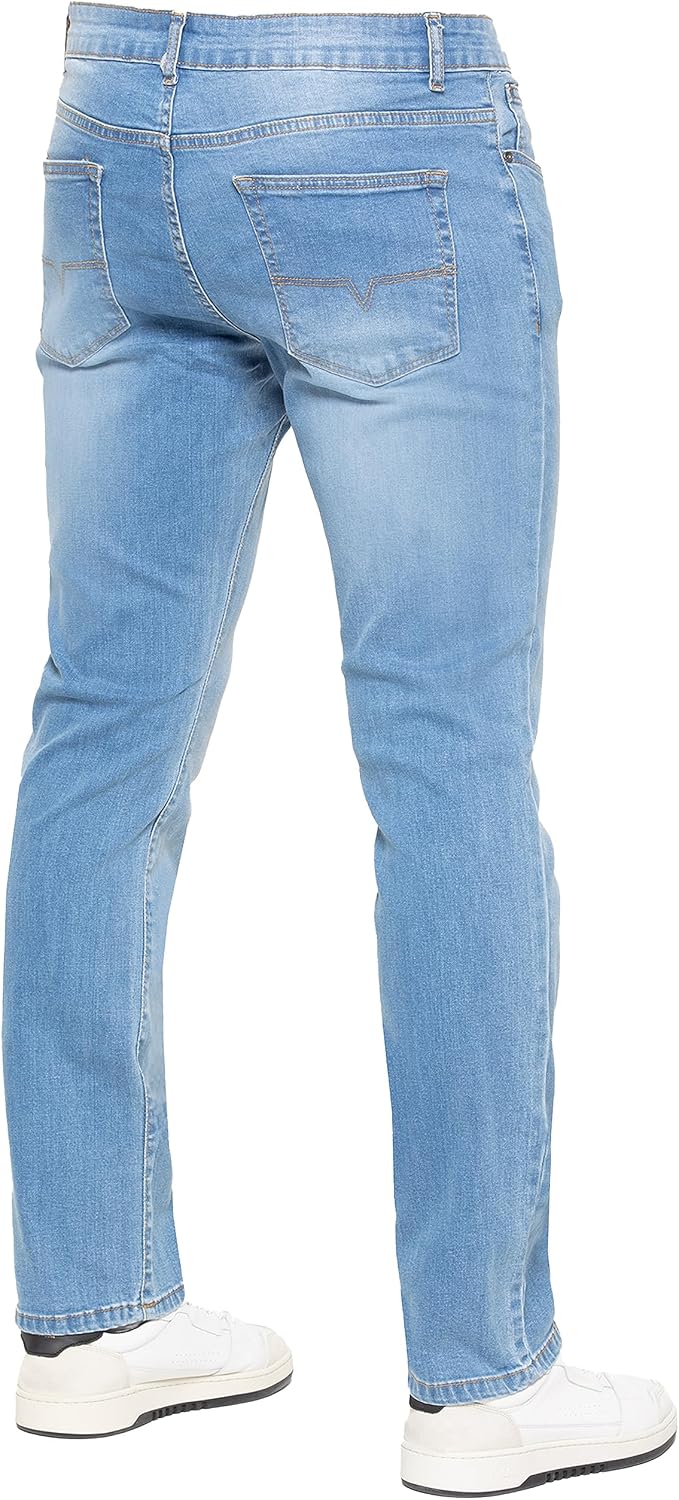 989Zé ENZO New Mens Stretch Straight Leg Jeans Casual Regular Fit Classic Basic Denim Pants
