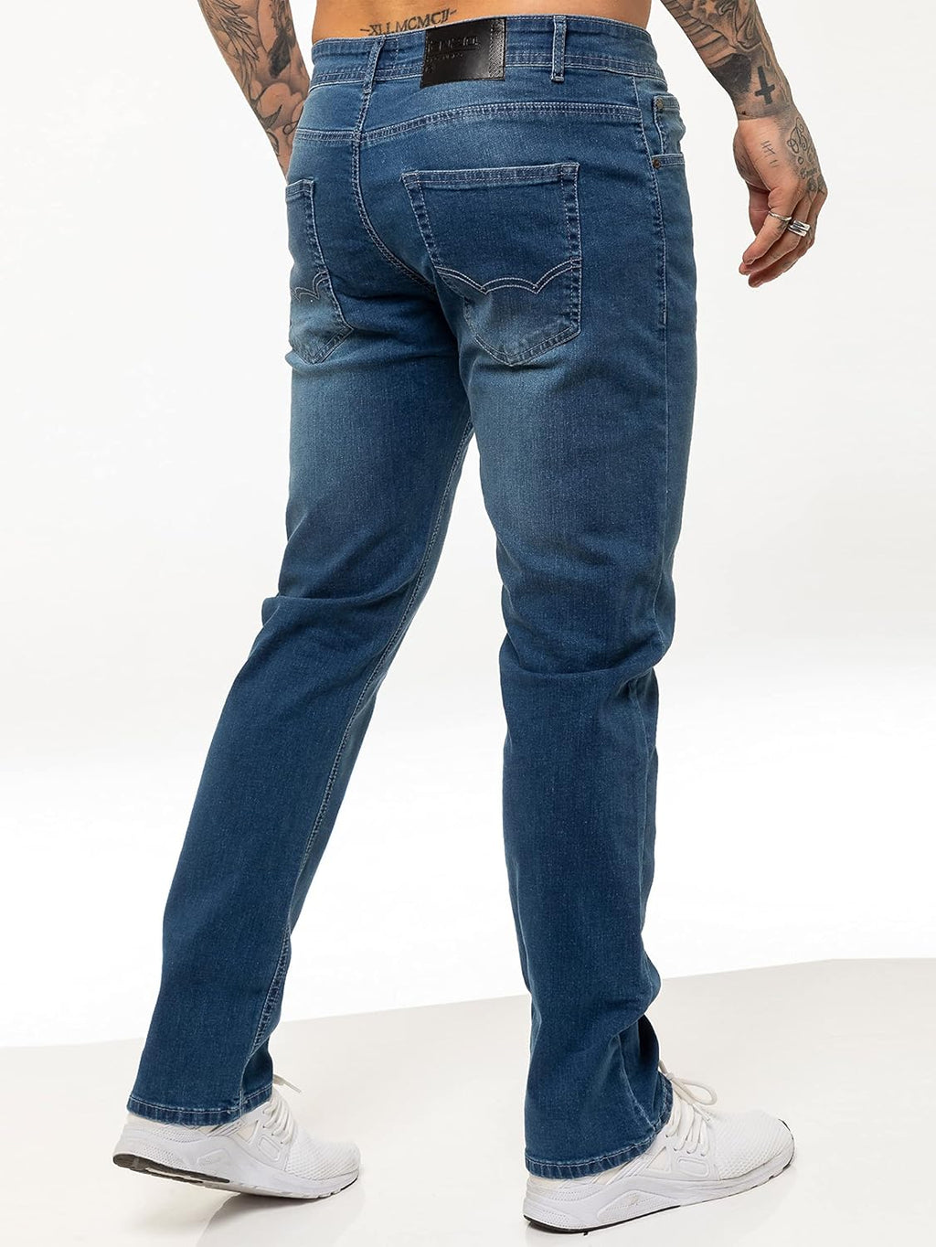 989Zé ENZO Mens Stretch Straight Leg Regular Fit Classic Denim Jeans All Waist Sizes
