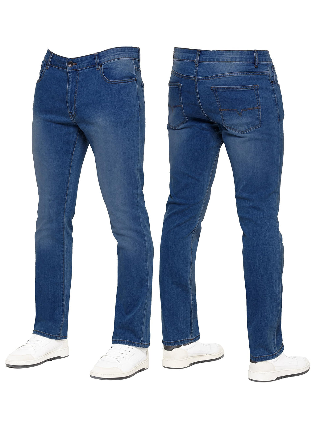989Zé ENZO New Mens Stretch Straight Leg Jeans Casual Regular Fit Classic Basic Denim Pants